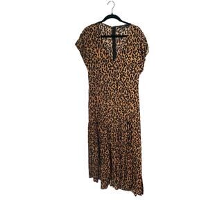 Zara Leopard Print Midi Dress Size Small Brown Animal Print Flowy Lightweight
